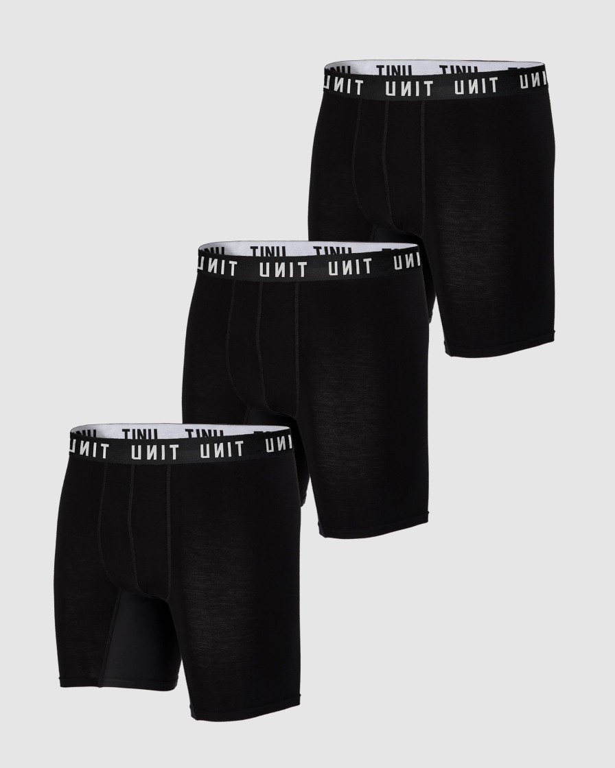 Sports UNIT Accessories | Unit Mens Week To Week Bamboo Underwear Trunks - 3 Pack Black