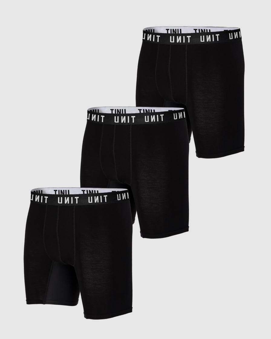 Sports UNIT Mens | Unit Mens Week To Week Bamboo Underwear Trunks - 3 Pack Black