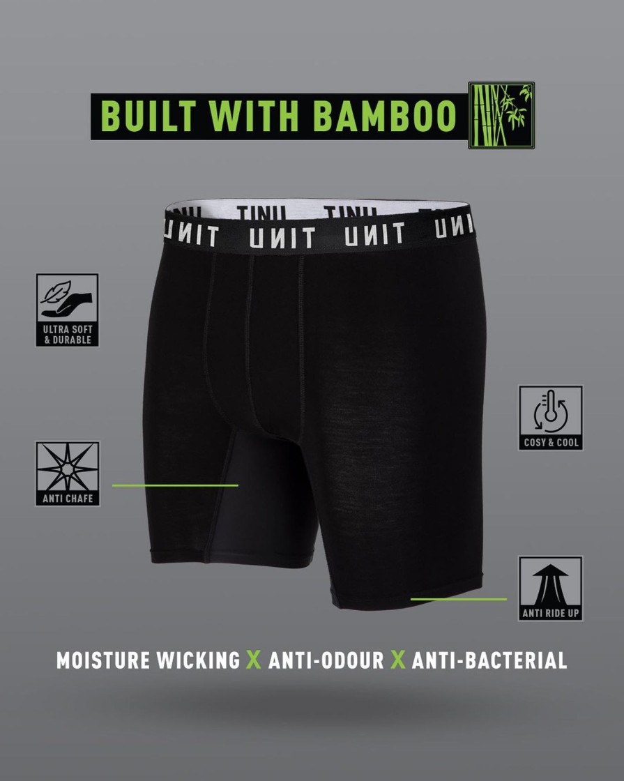 Sports UNIT Mens | Unit Mens Week To Week Bamboo Underwear Trunks - 3 Pack Black