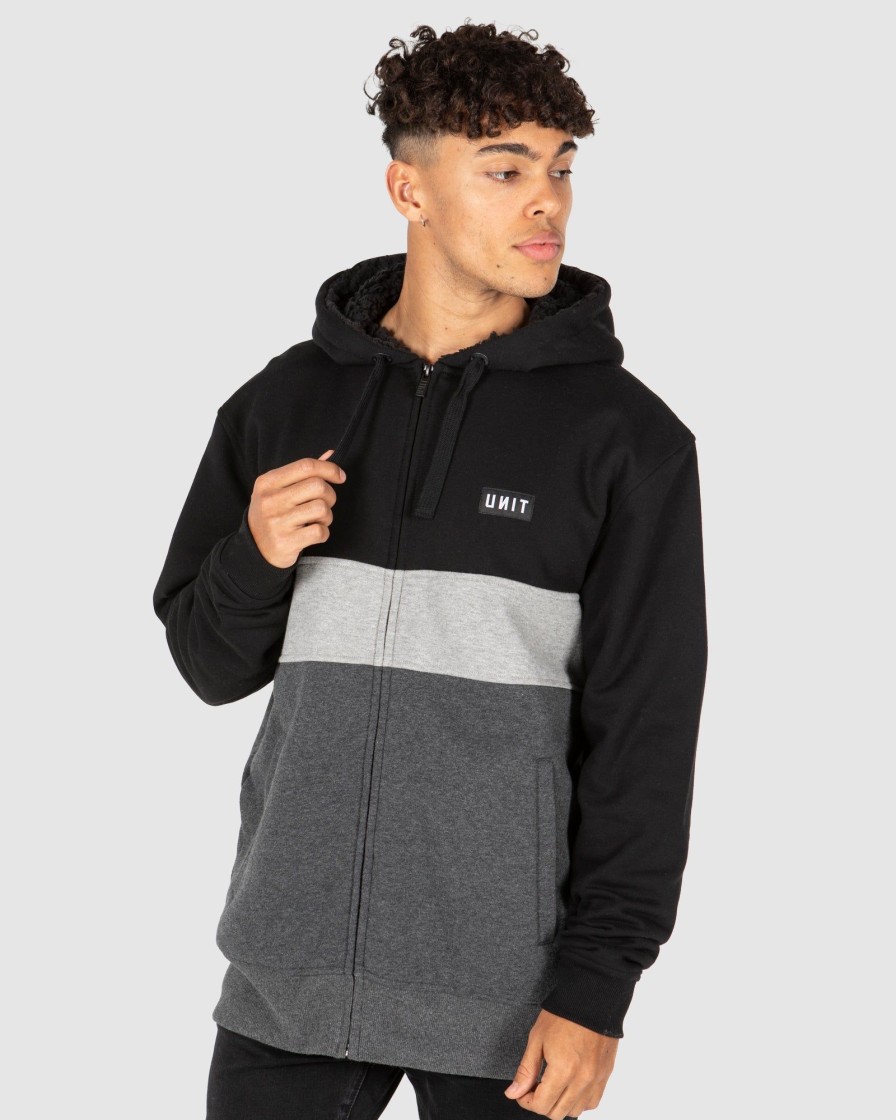 Sports UNIT Mens | Unit Mens Unite Zip Thru Hoodie Black