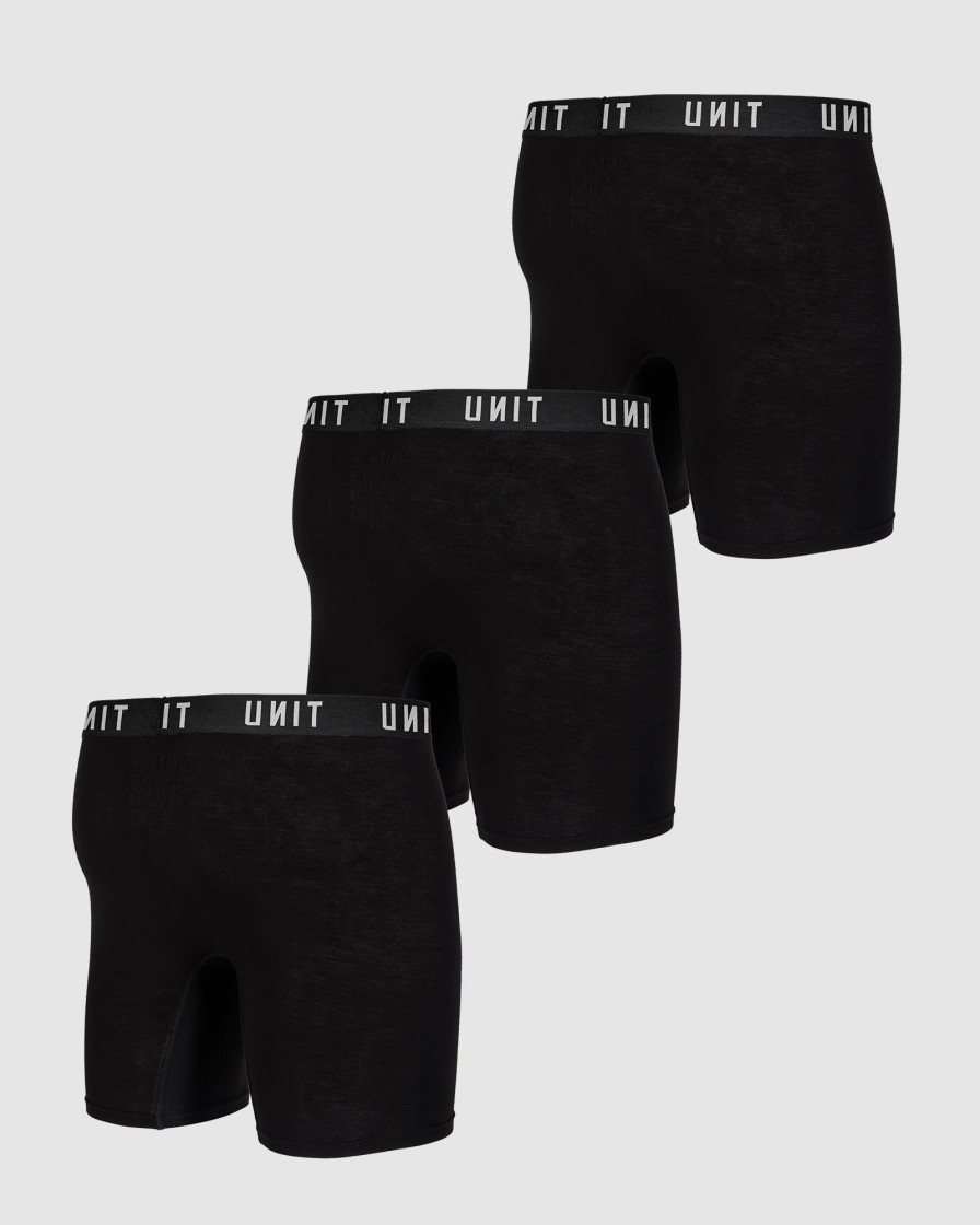 Sports UNIT Men | Unit Mens Week To Week Bamboo Underwear Trunks - 3 Pack Black