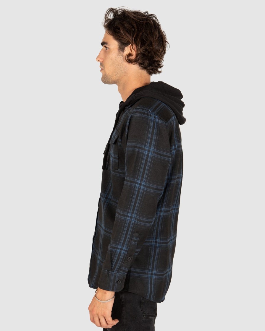 Mens UNIT Flannels | Unit Chester Mens Hooded Flannel Shirt