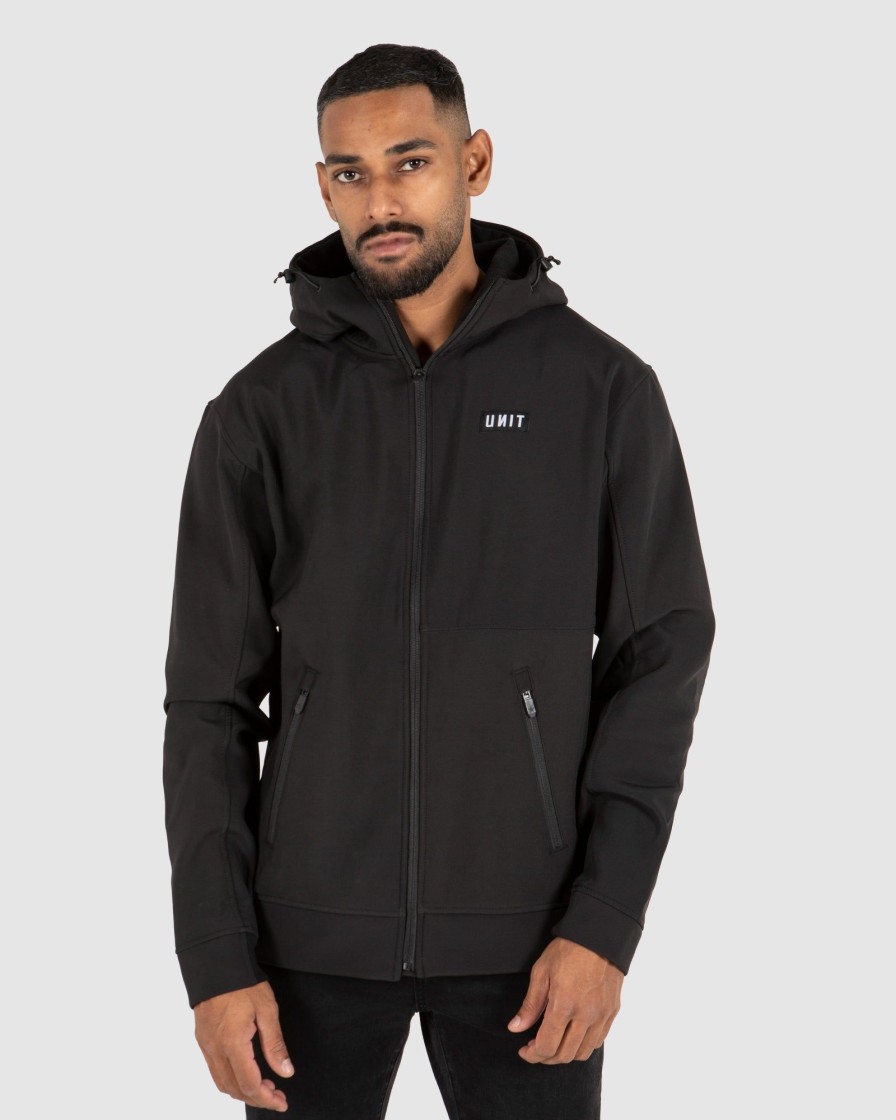 Sports UNIT Mens | Unit Decade Hooded Jacket (Soft Shell) Black