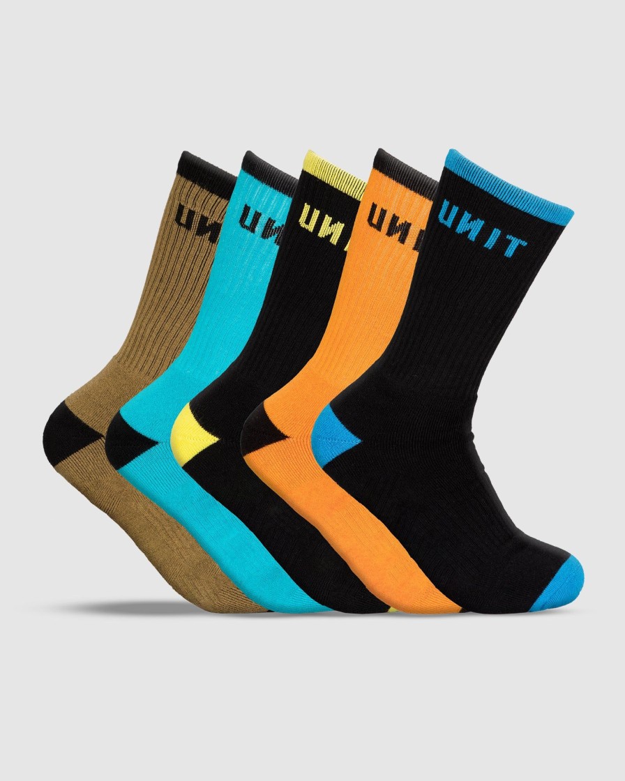 Workwear UNIT | Unit Mens React Bamboo Socks - 5 Pack Multi