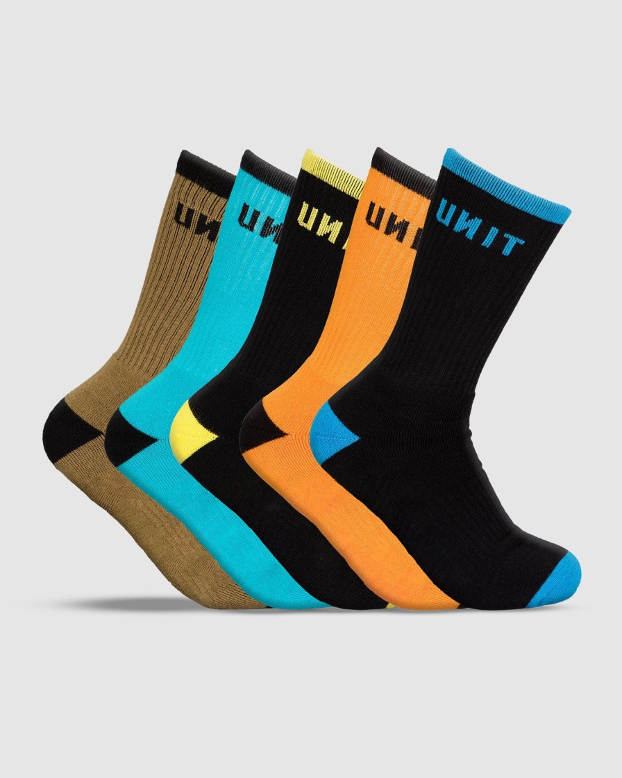 Workwear UNIT | Unit Mens React Bamboo Socks - 5 Pack Multi