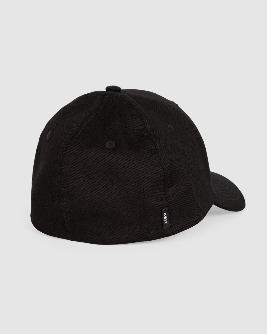 Mens UNIT Headwear | Unit Mens Focus Curve Peak Cap Black