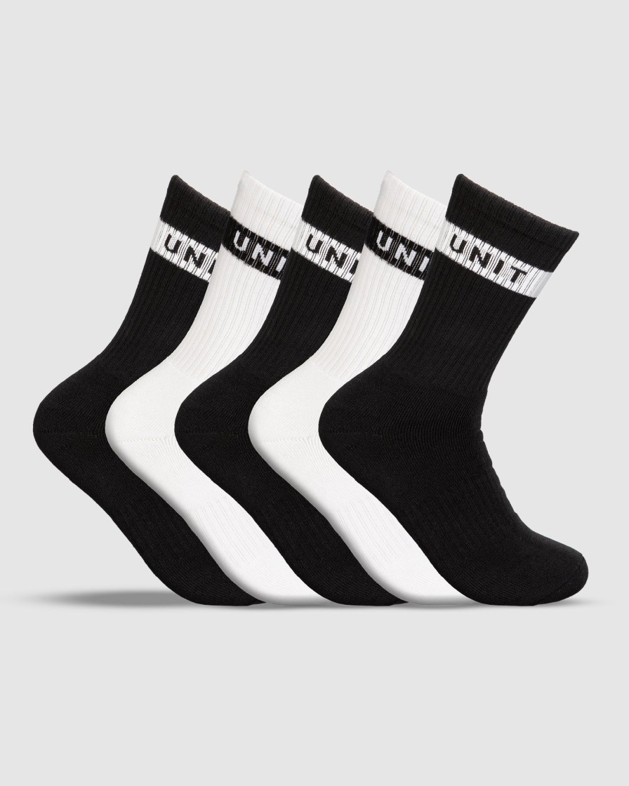 Sports UNIT Accessories | Unit Wander Bamboo Socks - 5 Pack Black White