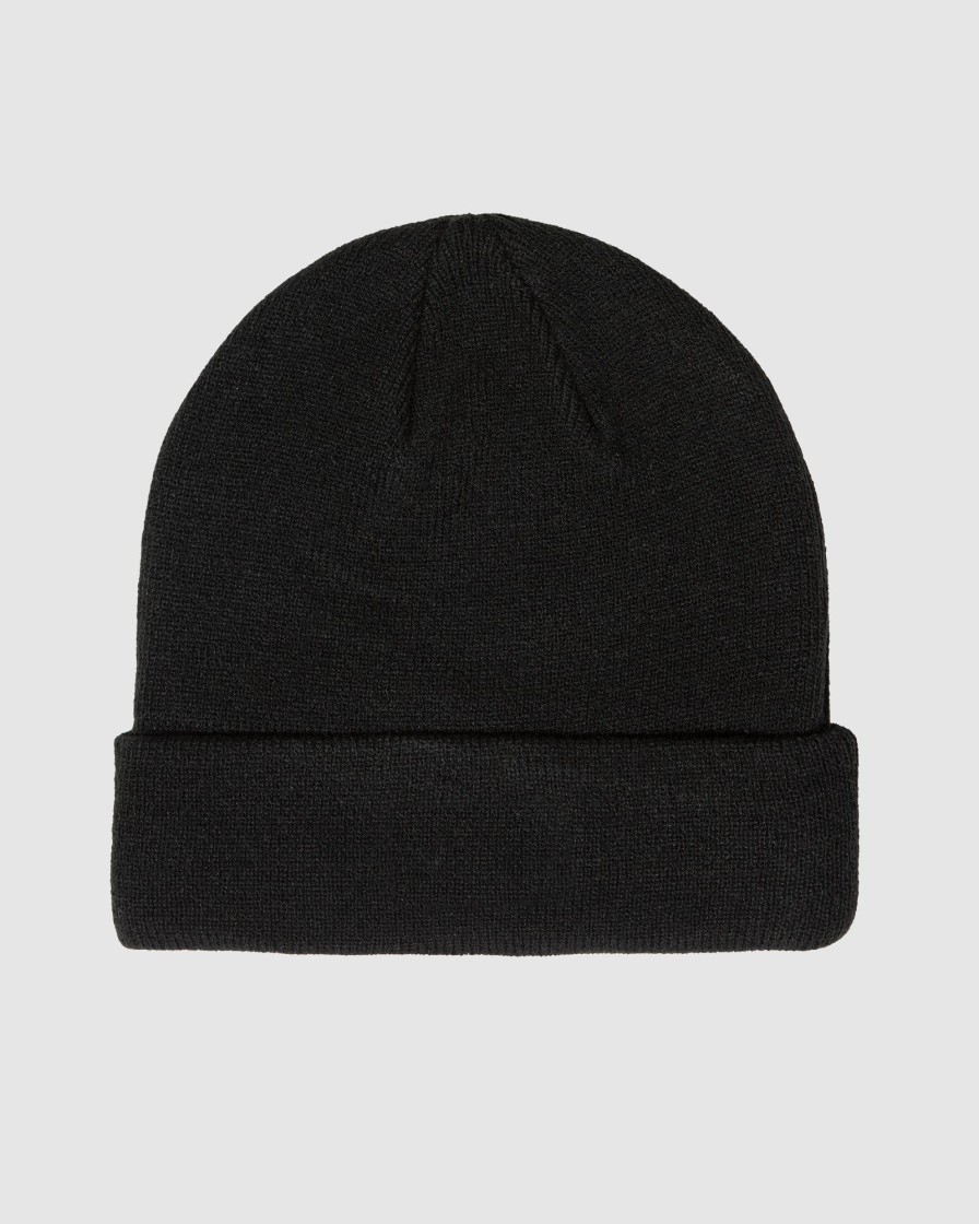 Mens UNIT Headwear | Unit Stack Mens Beanie Black