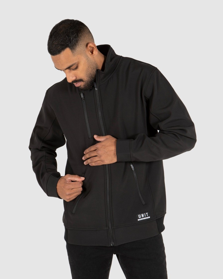 Sports UNIT Men | Unit Mens Factor Jacket (Soft Shell) Black