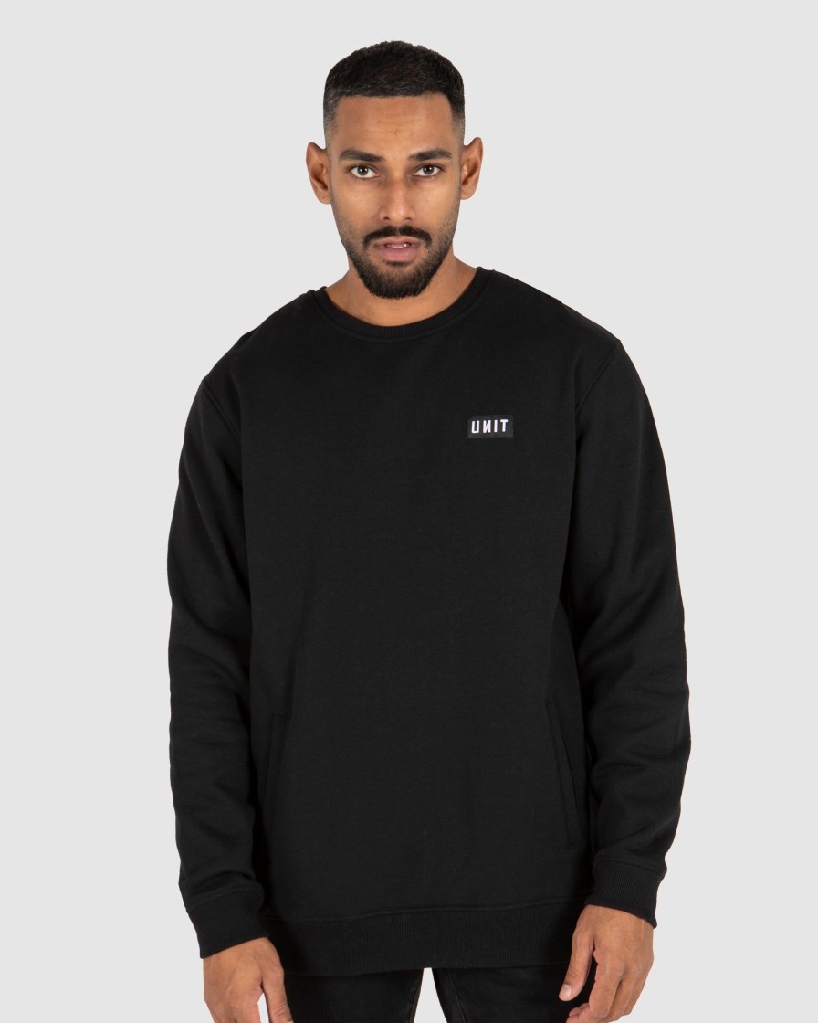 Mens UNIT | Unit Stack Mens Crew Sweater Black