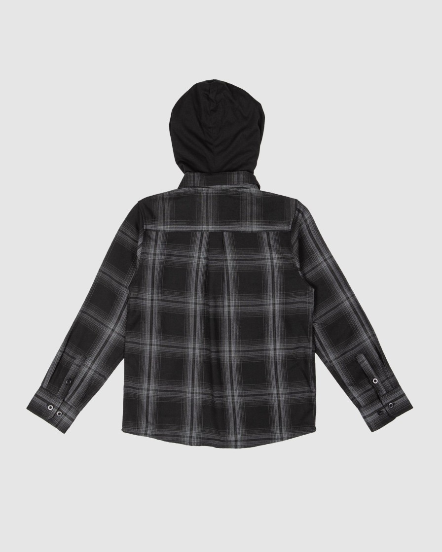 Youth UNIT | Unit Chester Youth Flannel Hooded Shirt Black