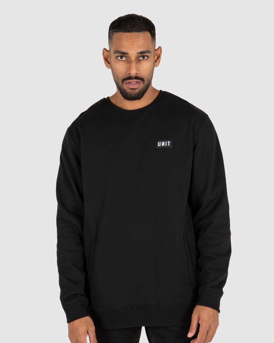 Sports UNIT Men | Unit Stack Mens Crew Sweater Black