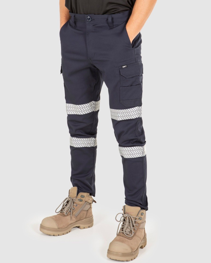 Workwear UNIT Mens Pants | Unit Strike Reflective Work Pants Navy