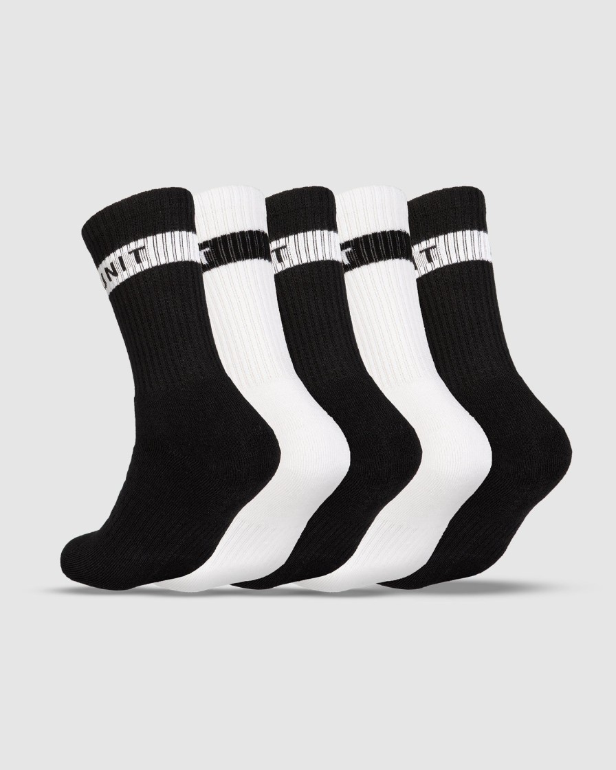 Sports UNIT Ladies | Unit Wander Bamboo Socks - 5 Pack Black White