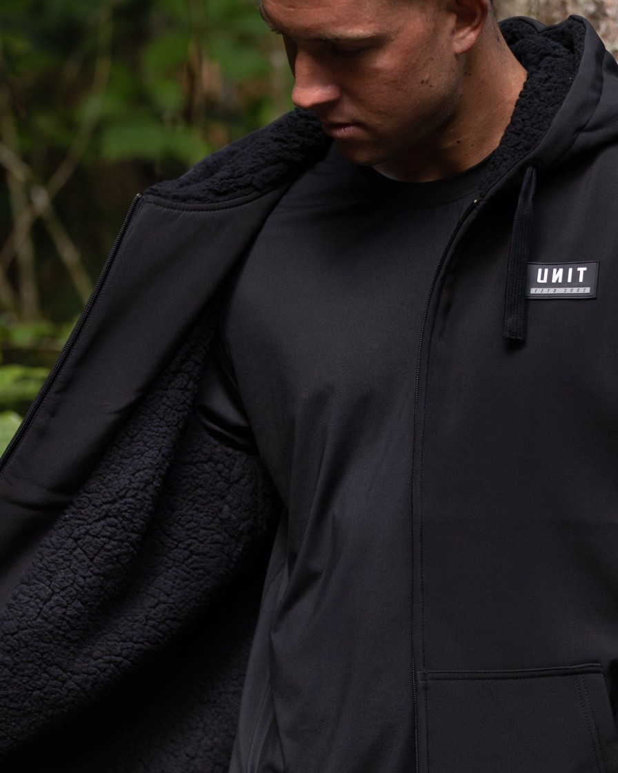 Workwear UNIT Mens Tops | Unit Mens Sigma Jacket - Sherpa Lined Black