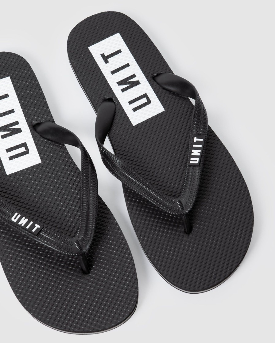 Mens UNIT | Unit Mens Box Thongs / Flip Flops Black White