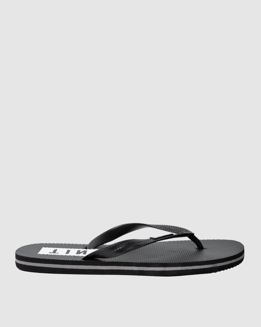 Mens UNIT | Unit Mens Box Thongs / Flip Flops Black White