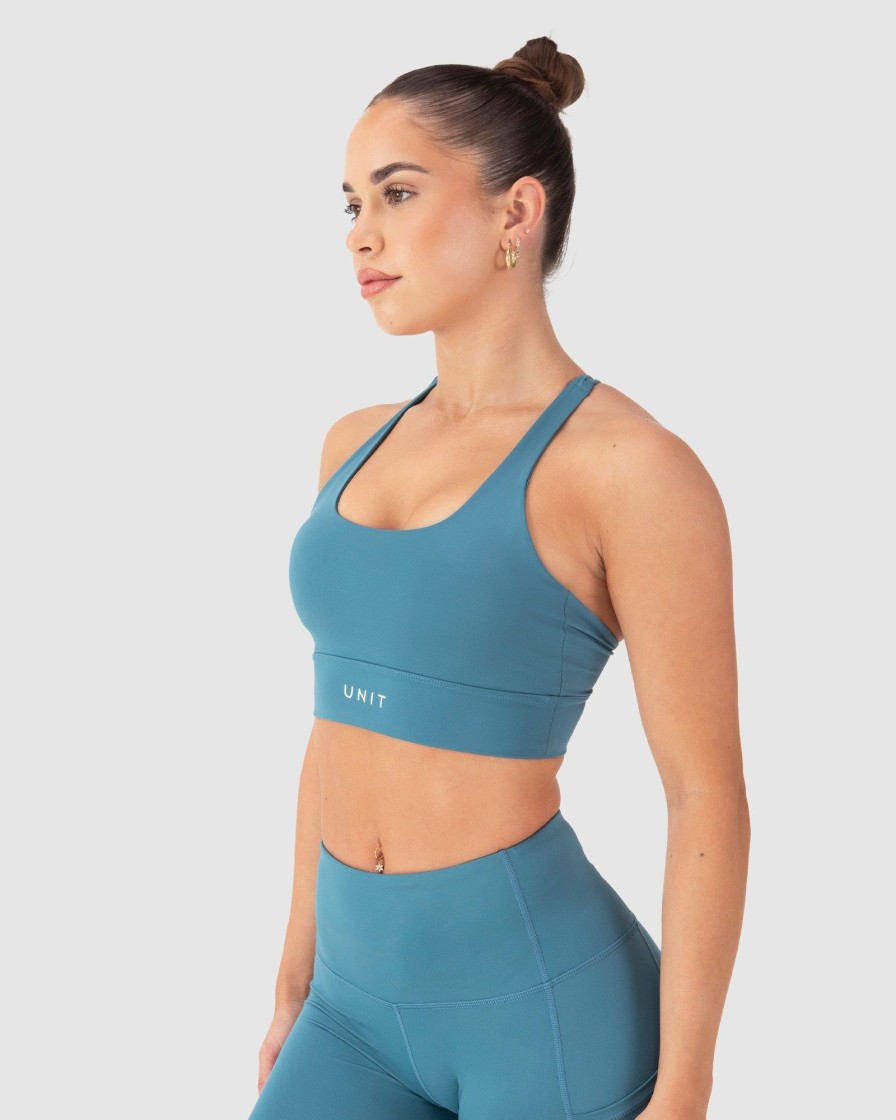 Ladies UNIT Tees / Singlets / Sport Bras | Unit Energy Ladies Sports Bra Jade Blue