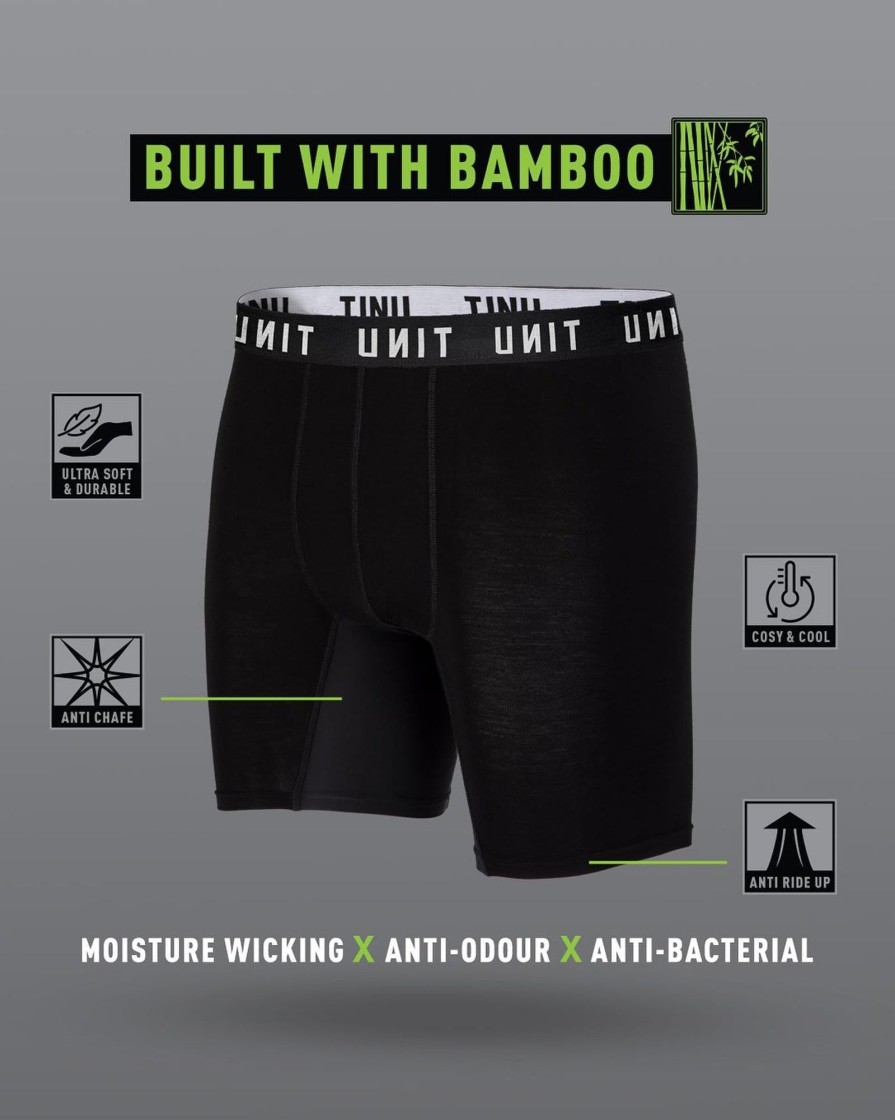 Mens UNIT | Unit Mens Week To Week Bamboo Underwear Trunks - 3 Pack Black