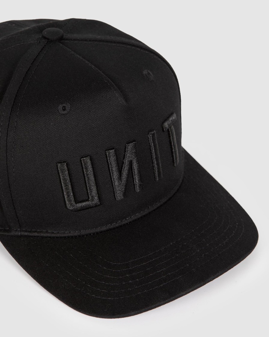 Mens UNIT Headwear | Unit Mens Frontline Snapback Cap Black