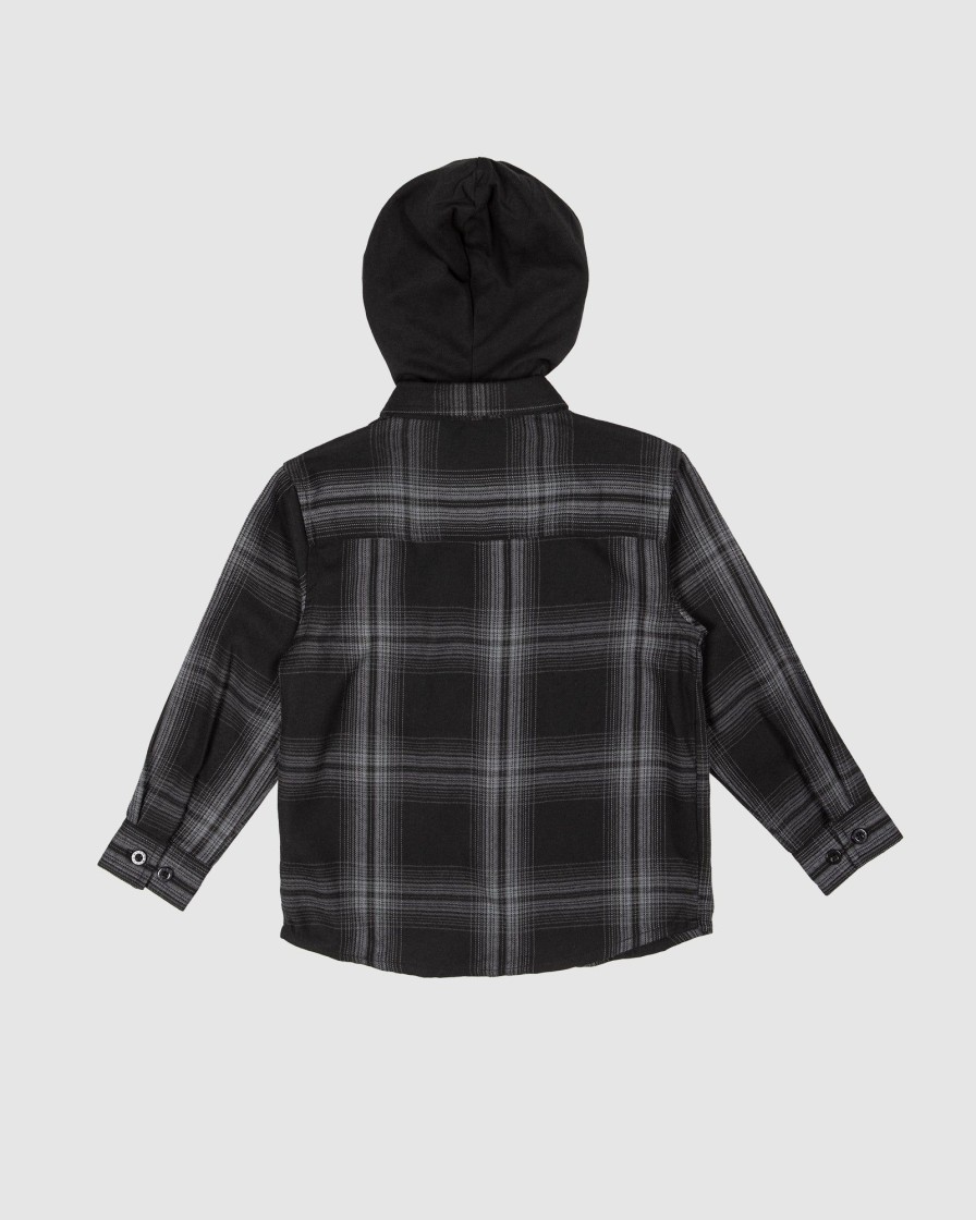 Youth UNIT | Unit Kids Chester Hooded Flannel Shirt Black